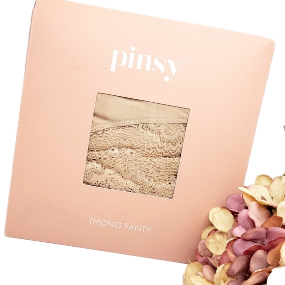 New in Box! Pinsy Lace Thong panties in beige. Plus Size 2XL Pinsy Shapewear - Picture 3 of 8